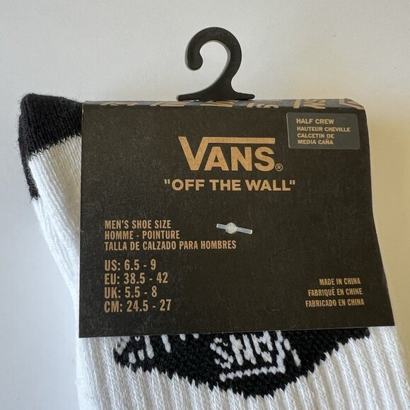 Vans Mens Classic Half Crew Art Logo Socks 1-PACK Off the Wall Size 6.5-9 - Picture 3 of 4